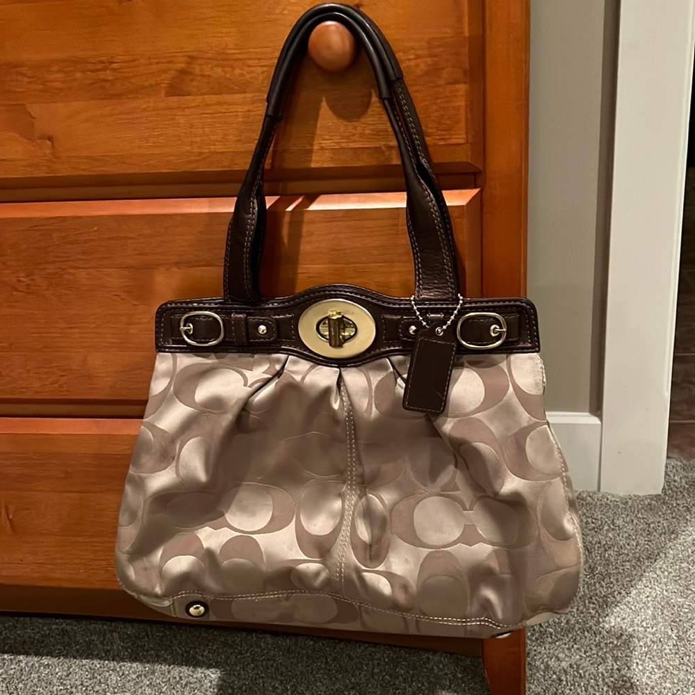 Bronze satin Coach purse